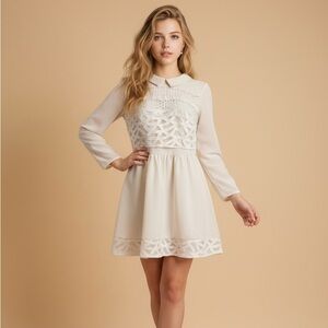 Chic Cream Long Sleeve Dress